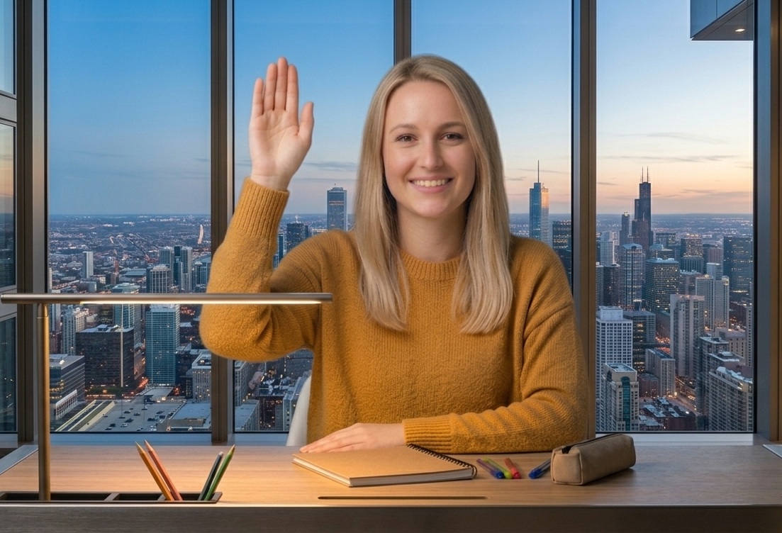 A person raising their hand to ask a question